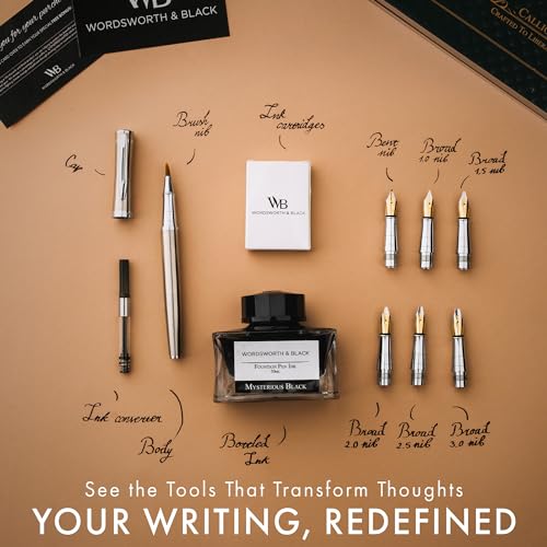Wordsworth & Black Luxury Calligraphy Pen Set for Writing, 6 Nibs,Silver - color: Silver Chrome