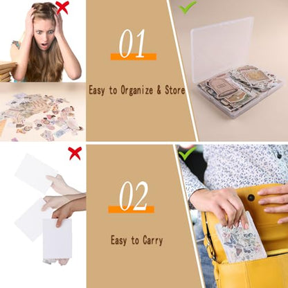 200Pcs Vintage Scrapbook Stickers, Aesthetic Junk Journal Stamping Supplies Kit, Scrapbooking Ephemera Washi Paper for Bullet Journaling Planners Diary Collage - style: Retro Memory