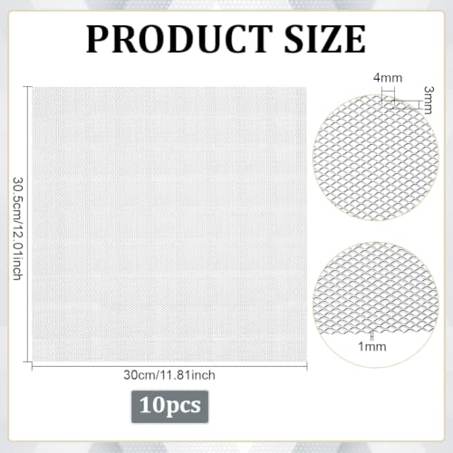 BENECREAT 10 Pcs Aluminum Wire Mesh, Aluminum Screen, 12x11.8Inch Platinum Square Sculpting Wire Sheets for Clay Modeling, DIY Armature Projects and Metal Crafts