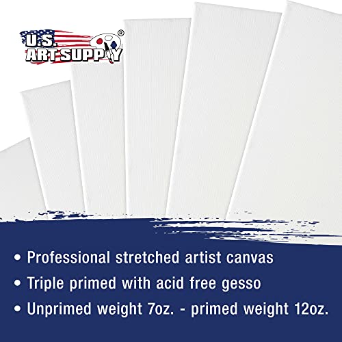 U.S. Art Supply 8"x24" Stretched Canvas for Painting, 3/4" Profile, 6-Pack - size: 8" x 24"