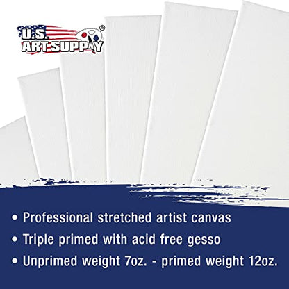 U.S. Art Supply 8"x24" Stretched Canvas for Painting, 3/4" Profile, 6-Pack - size: 8" x 24"
