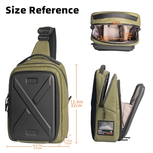 Besnfoto Camera Hardshell Case Crossbody Camera Sling Bag Small Waterproof Photography Bag for Mirrorless and DSLR Cameras - color: Green