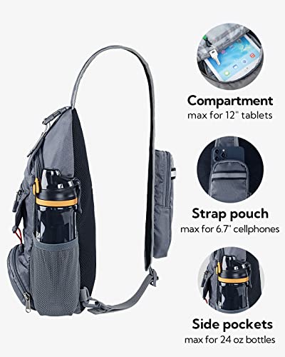 WATERFLY Packable Small Crossbody Sling Backpack Shoulder Chest Bag Daypack for Hiking Traveling Grey - color: New Grey