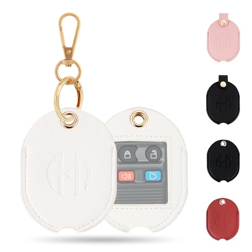 Leather Remote Key Fob Sleeve for Broken Car Key Loop Replacement - color: White 02, Extra Large
