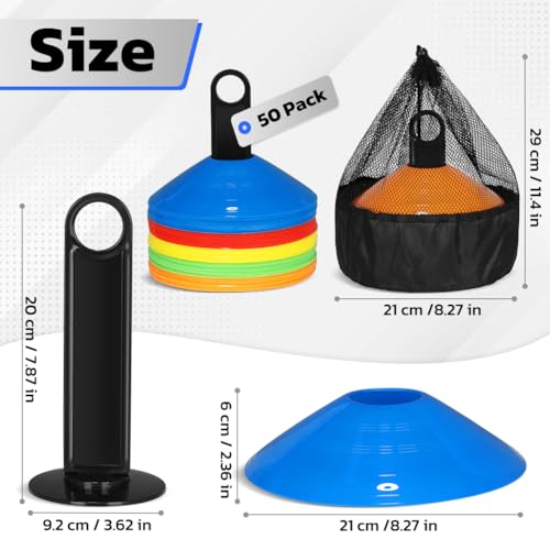 GHB Hex Agility Rings 1 Pack and 50 Pack Disc Cones 12 Rung 20ft with 3 Carrying Bag