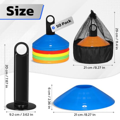 GHB Hex Agility Rings 1 Pack and 50 Pack Disc Cones 12 Rung 20ft with 3 Carrying Bag