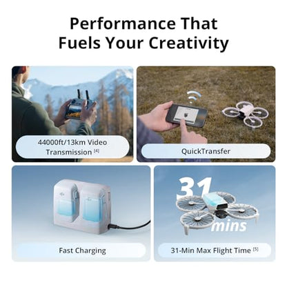 DJI Flip (RC-N3) Bundle, Drone With 4K UHD Camera for Adults, Under 249 g, 3-Axis Gimbal Stabilization, Propeller Arm Fixed Clamp,Landing Gear,Carrying Case,Drone Strobe Light