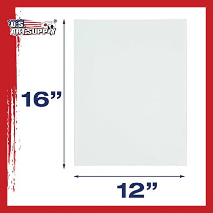 U.S. Art Supply 12 X 16 Inch Art Canvas Board Panels 4 Pack - 8 Ounce - size: 12" x 16"