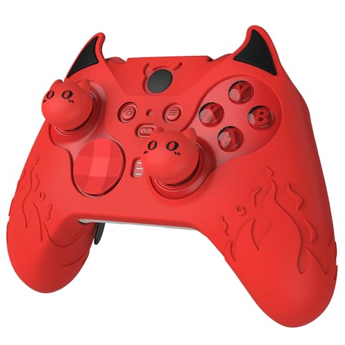 PlayVital Cute Demon Silicone Case Cover for Xbox Elite Wireless Controller Series 2, Kawaii Anti-Slip Shockproof Controller Skin Grip for Xbox Elite Series 2 Core with Thumb Grip Caps - Red - color: Red