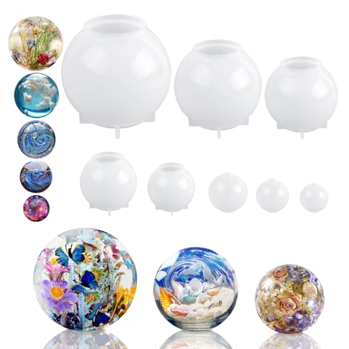 KISREL Sphere Resin Molds, 8 PCS Sphere Silicone Mold, Upgraded Epoxy Molds - size: Sphere Resin Molds - 8pcs