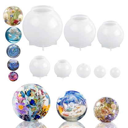 KISREL Sphere Resin Molds, 8 PCS Sphere Silicone Mold, Upgraded Epoxy Molds - size: Sphere Resin Molds - 8pcs