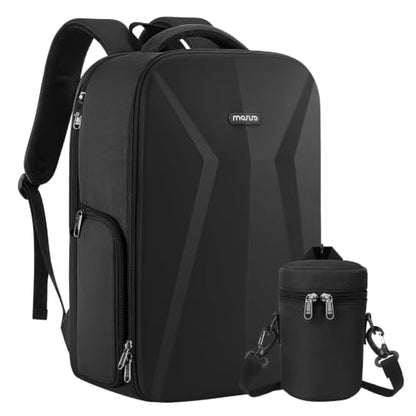 MOSISO Camera Backpack,Photography Camera Bag with Lens Pouch,Black - color: Black