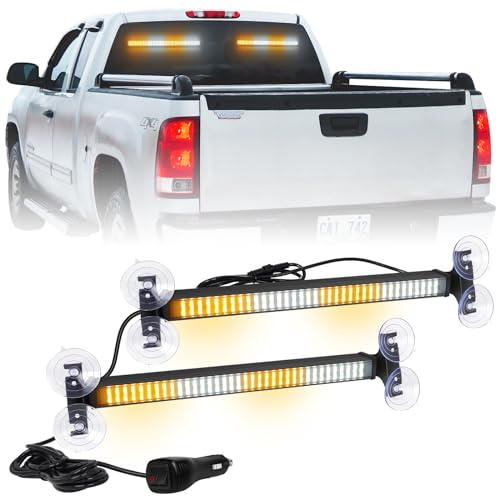 XRIDONSEN 2X 17.7 inch Traffic Advisor Light Bar 144 LED Strobe Lights - color: Amber/White