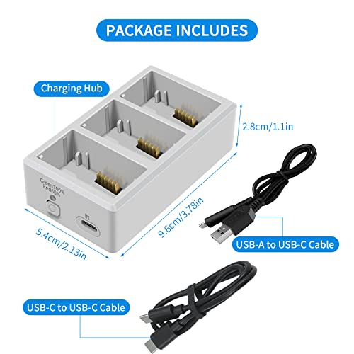 Hanatora Charger Hub with Storage Charging for DJI Mini 3,Mini 4/3 Pro Battery,Three Batteries in Sequence Charge Accessories