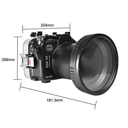 Sea frogs Waterproof Housing Case Underwater Diving Camera Case with Flat Long Port 40M/130FT for Canon EOS RP