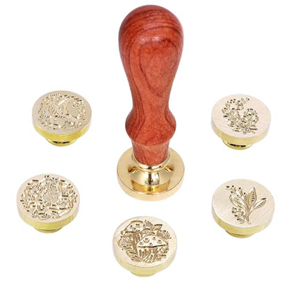 Yoption 6 Pcs Wax Seal Stamp Set, Botanical Flower Sealing Stamp Kit - color: Plant Set