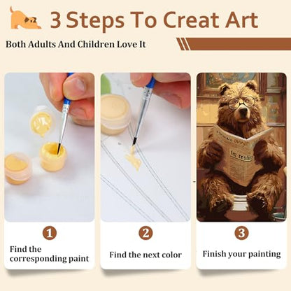 Reivworl Bear Paint by Numbers Kit for Adults Beginner 16×20 inch - color: 12-bear