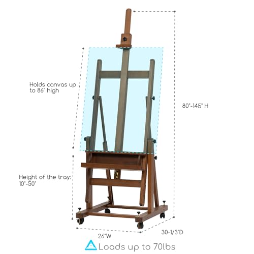 MEEDEN Enlarged H-Frame Art Easel: Solid Beech Wood Artist Heavy Duty Easel - color: Walnut, size: X-Large
