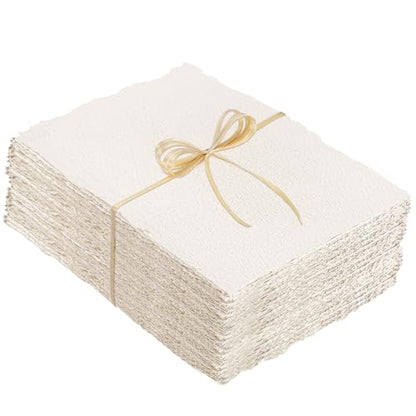 100 Sheets Watercolor Paper 4 x 6 Inch, 300 GSM, Deckle Edge, Ivory - size: 4 x 6inch