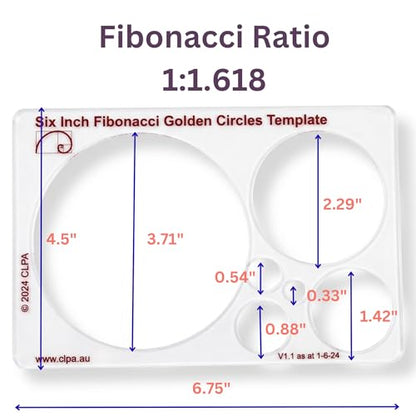 Fibonacci 6" 3-Piece Drawing Template Set, Golden Ratio Stencils - style: Set - 6" Circle/Star, 5" Square