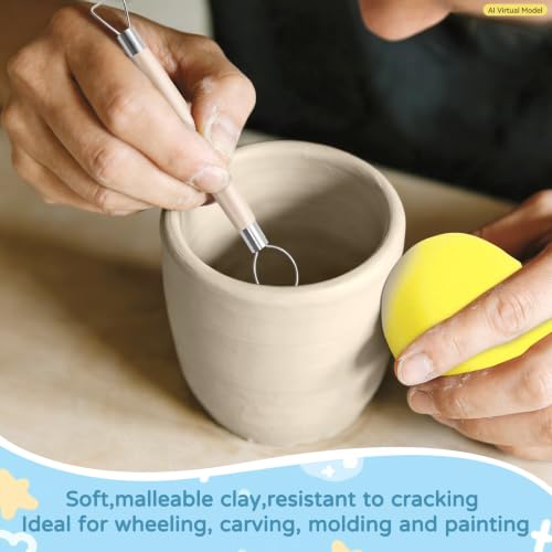 ZEHIQ White Air Dry Clay 2.2 lbs with 25pcs Pottery Sculpting Tools Set - color: 2.2lbs white + tools