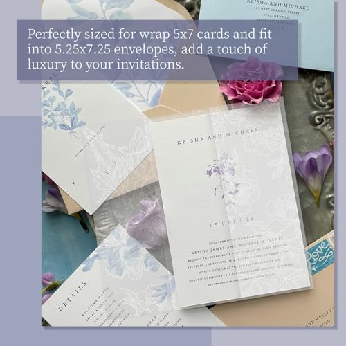 Goefun 50 Pack Pre-Folded Floral Vellum Paper 5x7 with White Flower Pattern - color: pattern-white peony, size: 5x7-50pcs