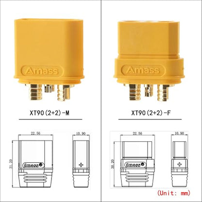 ELFCULB 5 Pairs Amass XT90H 2+2 Connectors for Robotics and RC Models - size: XT90H(2+2)