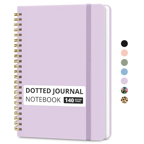 Taja Grid Spiral Notebook for Work, 5.7"x7.9" Spiral Dotted Grid Journal - color: E-Purple, style: b-Dotted