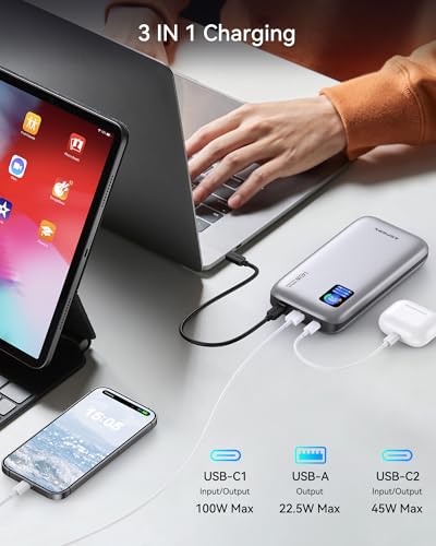 AsperX Laptop Power Bank, 145W USB C PD 3.1 Fast Charging Portable Charger - color: Silver