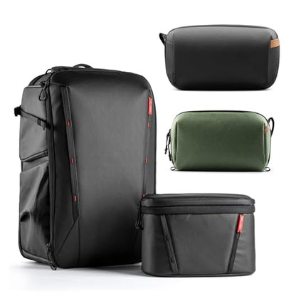PGYTECH OneMo 2 35L-45L Camera Backpack with Shoulder Bag+Tech Accessories Pouch+Wash Pouch Hanging Toiletry Bag
