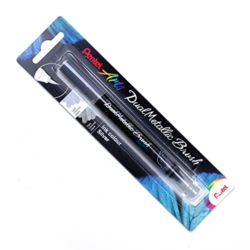 Pentel Arts DualMetallic Brush, Silver Ink - color: Silver, size: 1 Count (Pack of 1)