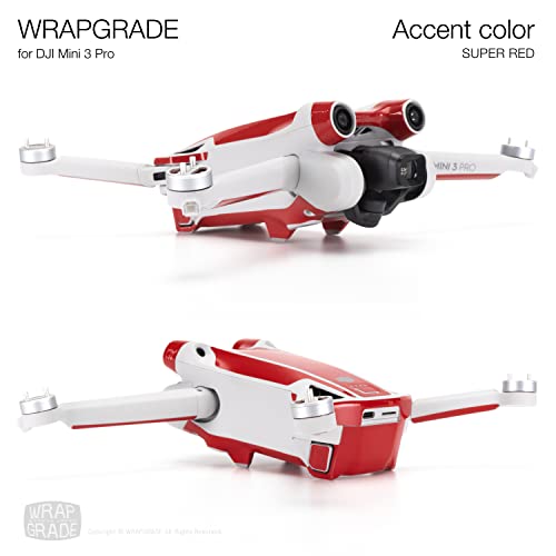 WRAPGRADE Skin Stickers Compatible with DJI Mini 3 Pro | Accent Color (Super RED) - color: Super Red