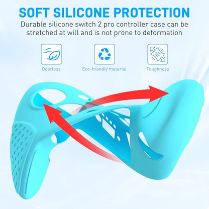 Soft Switch 2 Pro Controller Case, Anti-Slip Silicone Cover Skin Compatible with Nintendo Switch 2 Pro Controller 2025, Ergonomic Comfort Grip Design Shell Protector - Blue - color: Blue