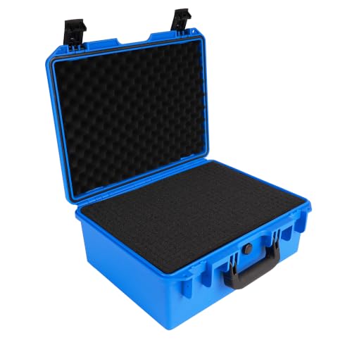 Waterproof Camera Hard Case, Shockproof & Dustproof with Custom Foam, Lockable Box for Drone, DSLR, Laptop, Tools 16.14"x13.19"x6.89" Blue
