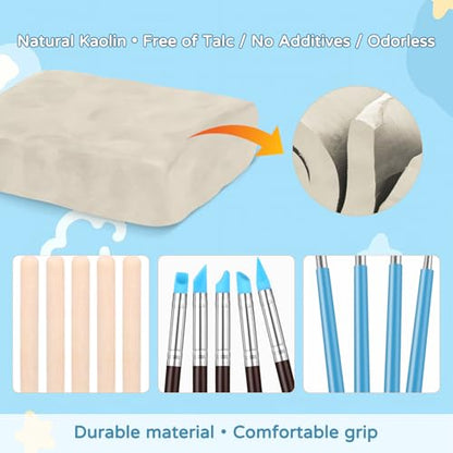 ZEHIQ White Air Dry Clay 6.6 lbs with 25pcs Pottery Sculpting Tools Set - color: 6.6lbs white + tools