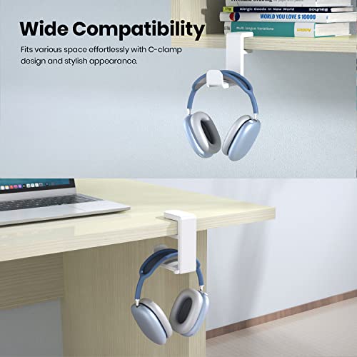 EURPMASK Rotating Headphone Stand,Adjustable Clamp-on Headset Holder Hanger - color: White 1 Pack