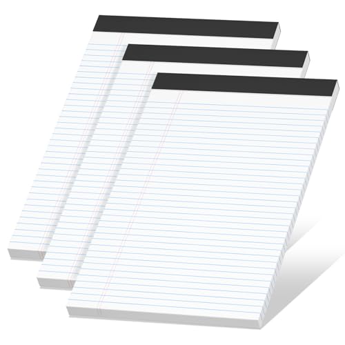 White Legal Pads 8.5 x 11 Narrow Ruled, 3 Pack Notepads Writing Note Pads - color: White-3