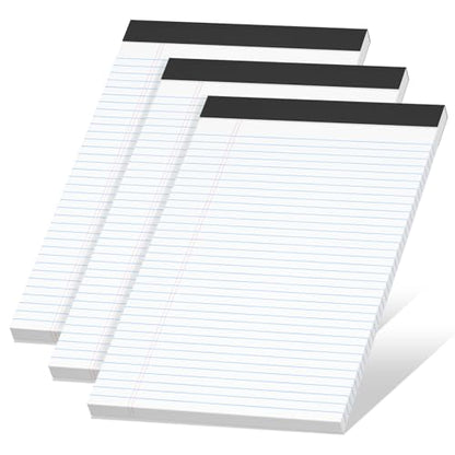 White Legal Pads 8.5 x 11 Narrow Ruled, 3 Pack Notepads Writing Note Pads - color: White-3