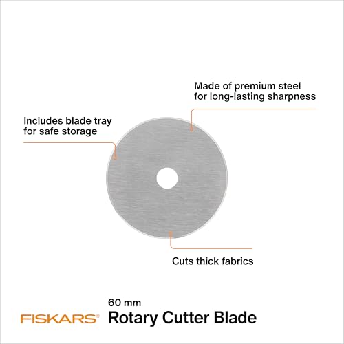 Fiskars 60mm Titanium Rotary Cutter Blade Replacements for Fabric, 2-Pack - size: 60mm, style: 2 Pack - Titanium