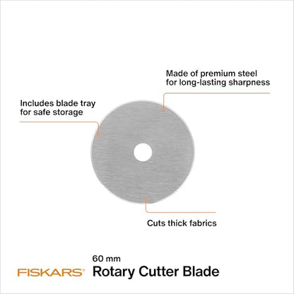 Fiskars 60mm Titanium Rotary Cutter Blade Replacements for Fabric, 2-Pack - size: 60mm, style: 2 Pack - Titanium