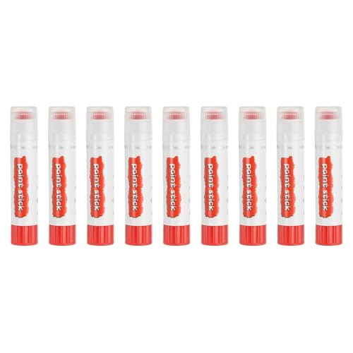 PATIKIL Tempera Paint Sticks, 9 Pcs Solid Tempera Paints Sticks Washable Bulk Markers Pen Quick Drying for Artists Beginners Art Supplies, Red - color: Red