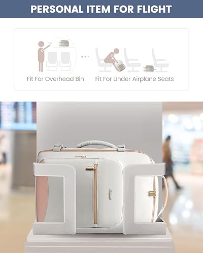 LOVEVOOK 40L Travel Backpack Flight Approved Carry on Backpack,3 Packing Cubes,Waterproof Personal Item Travel Bag,TSA Carry on Luggage Suitcase Travel Essentials,Gifts for Women & Men,fits 17" Laptop - color: A-light Gray-pink, size: Large-40L-4Pcs(Stand