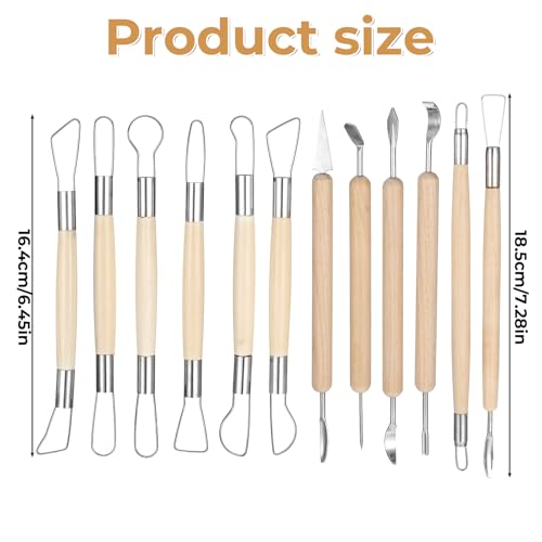 12Pcs Clay Sculpting Tools Double-Sided Clay Wire Loop Sculpture Set Clays Sculpting Tools Wooden Handle Ribbon Clays Tool Pottery Trimming Tool for Ceramic Wax Carving Ceramic Modeling