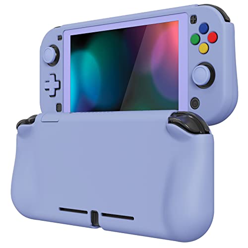 PlayVital ZealProtect Protective Case for Nintendo Switch Lite, Ergonomic Grip Hard Cover - Durable Comfort Shock-absorbent Anti-Scratch with Screen Protector & Thumb Grip Button Caps, Light Violet - color: Light Violet