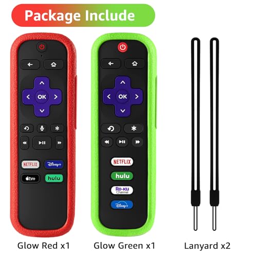 2 Pack Remote Cover for Roku TV Controller Glow in The Dark,Green Red - color: Glow Green and Red, size: 2 Pack