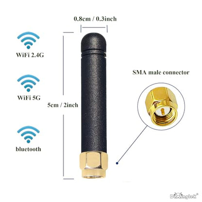 Mini Dual Band WiFi 2.4GHz 5GHz 5.8GHz SMA MIMO Antenna (2-Pack)