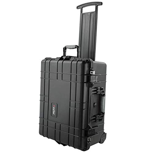 Eylar Large 22.06" Protective Roller Hard Camera Case for Cameras, Drones, Tools, and AV Equipment with IP67 Waterproof, Shock Resistant, and Customizable Foam Inserts (Black)