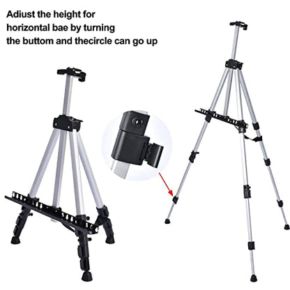 T-SIGN Portable Artist Easel Stand for Painting - Adjustable Height Painting Easel with Bag - Tabletop Art Easel for Painting Canvas Stand, Poster Stand - Metal Tripod- 66 inches (Pack of 2)