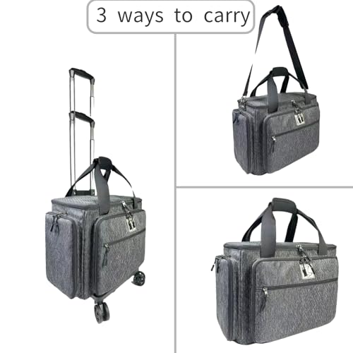 Rolling Teacher Bag with Five 360-Degree Rotating Wheels,Fits for 15.6" Laptop - color: Black