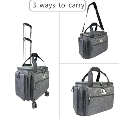 Rolling Teacher Bag with Five 360-Degree Rotating Wheels,Fits for 15.6" Laptop - color: Black